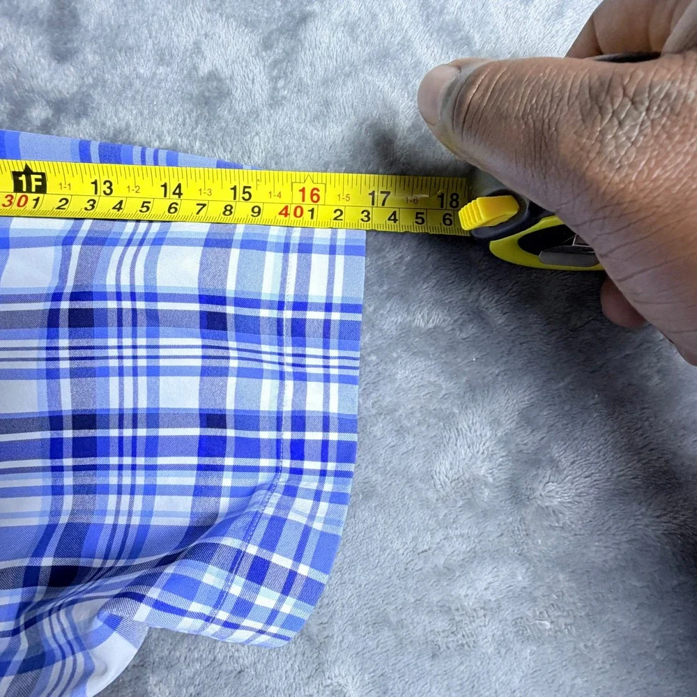 Polo‎ Ralph Lauren Mens LG Classic Fit Performance Plaid Short Sleeve Shirt Blue